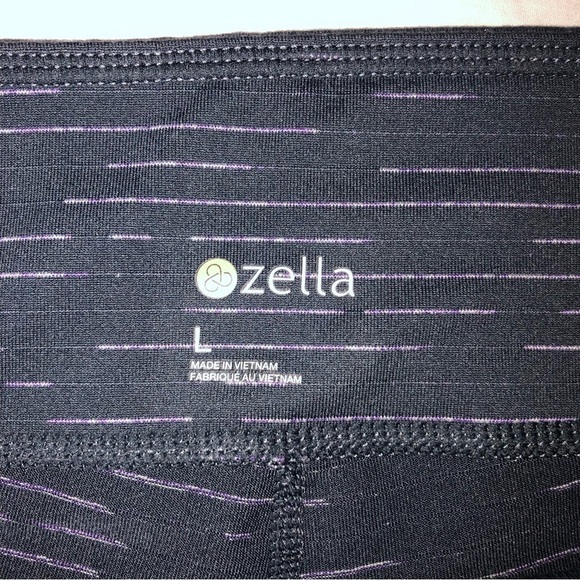 Zella Capri Leggings Size L Gray Purple Mesh Mid Rise Workout Athletic Yoga - Picture 4 of 9